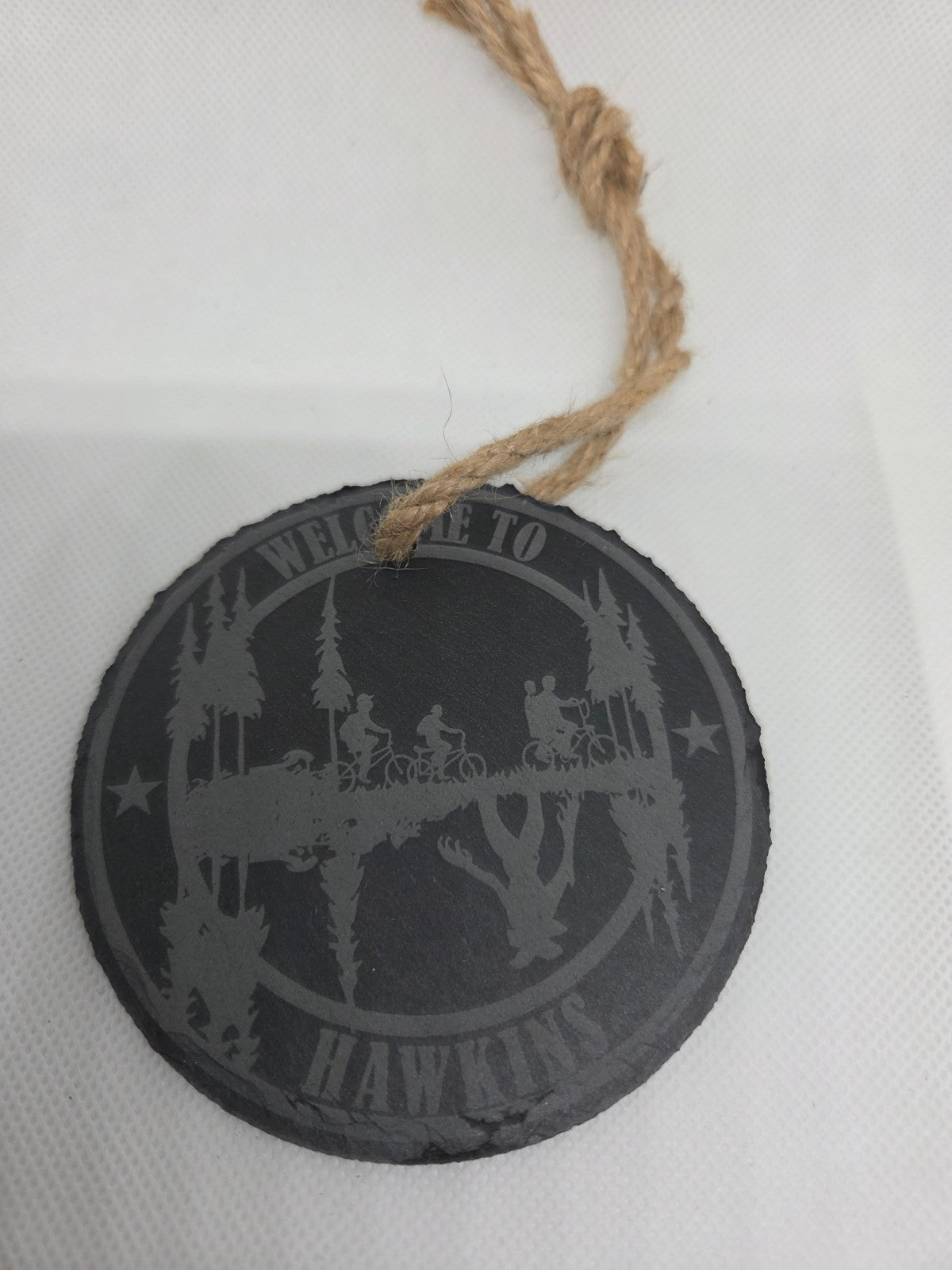 Personalised Slate Lasered Stranger things, Welcome to Hawkin hanging sign