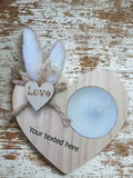 Personalised Wooden Heart Candle Holder With Dried Flowers, Wedding, Valentines