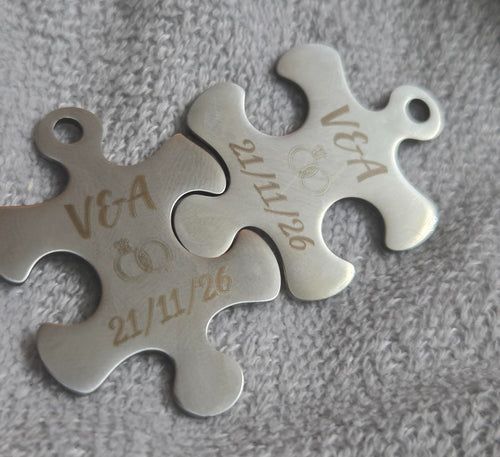 Custom Personalised Jigsaw Puzzle Love Keyring Wedding date, Valentines