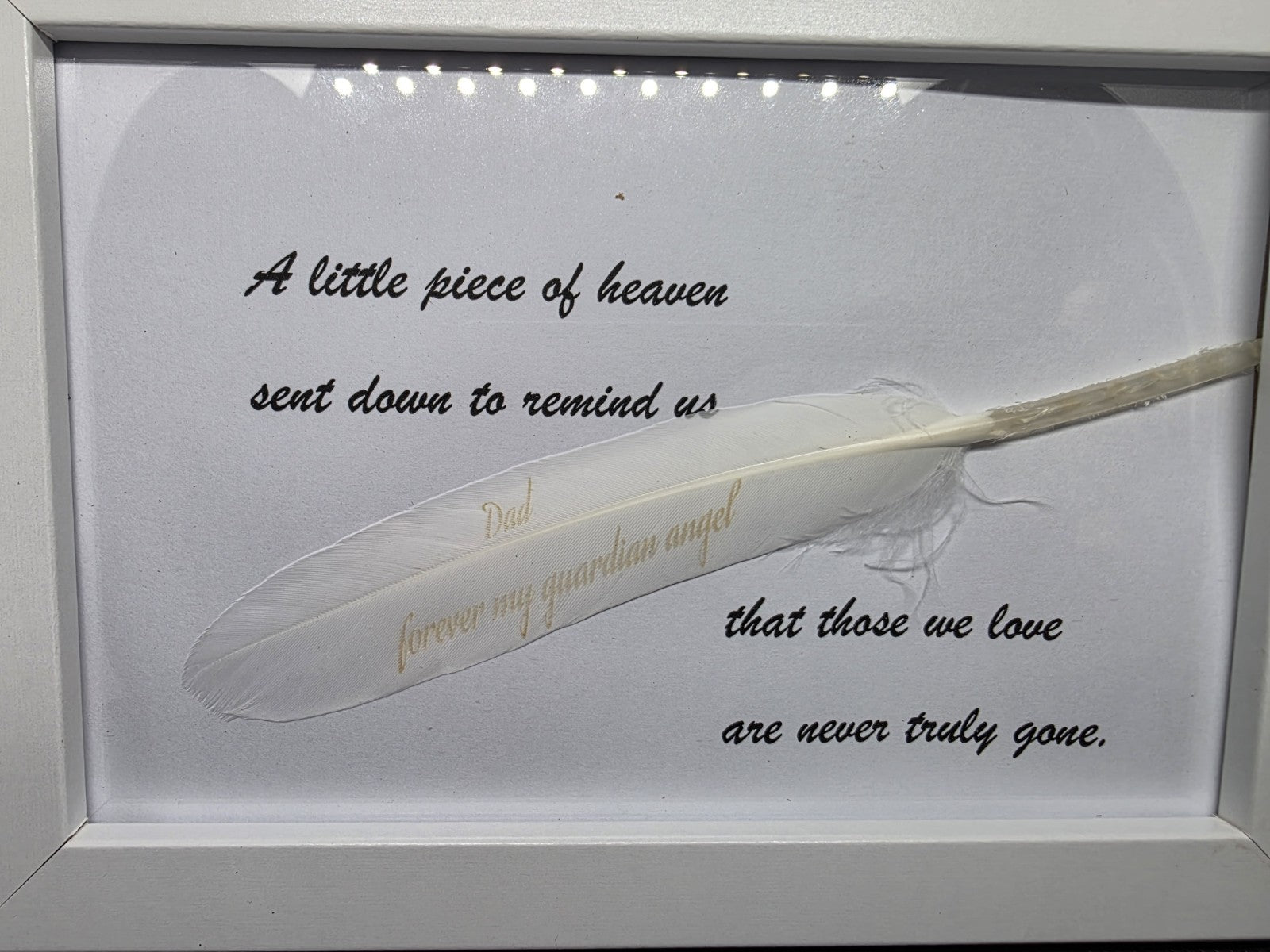 Feather From Heaven Memorial Frame – Real Engraved Feather Remembrance Gift