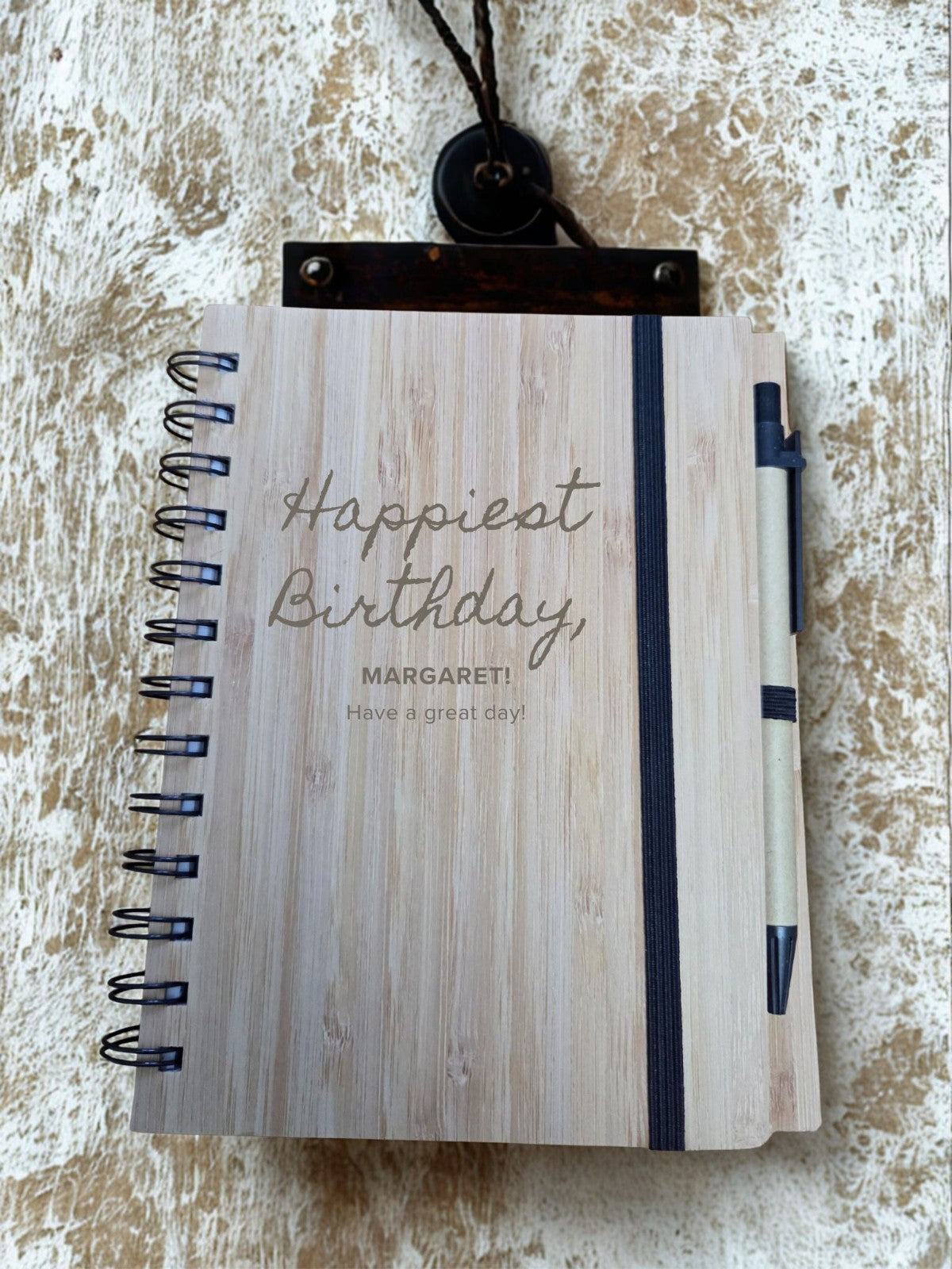 Personalised A5 wooden notepad and pen, Wedding Planning, Anniversary, Birthdays