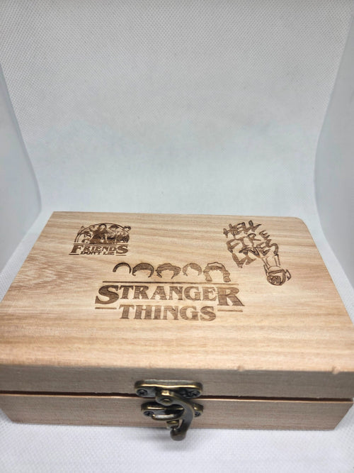 ersonalised Laser-Engraved Stranger Things Wooden Trinket Box A spooky-cool