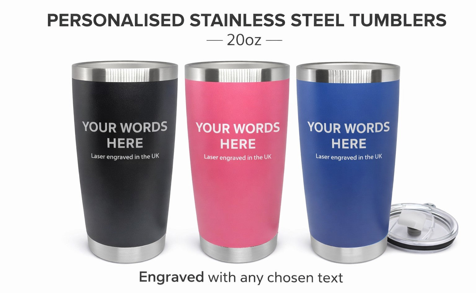 Personalised 20oz Stainless Steel Tumbler – Laser Engraved in the UK