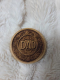 Laser-etched Lasered Dad small bottle opener. Compact, gift, present, memory