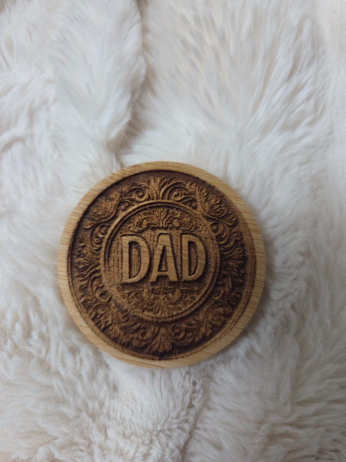 Laser-etched Lasered Dad small bottle opener. Compact, gift, present, memory