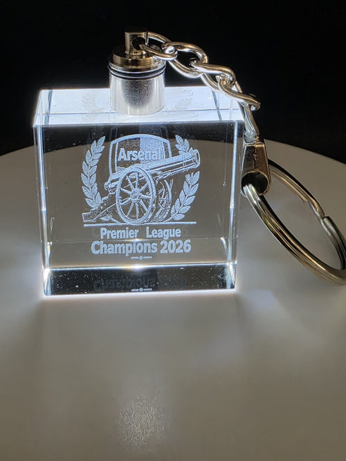 Arsenal Premier League Champions 2026 LED Crystal Keyring