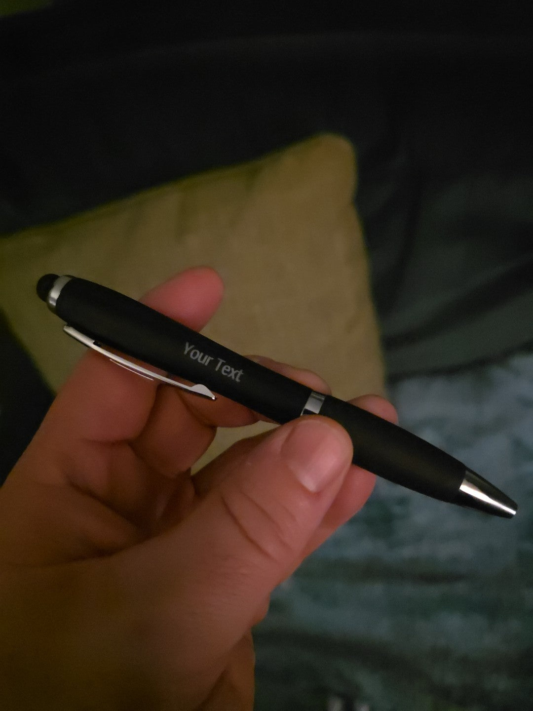 PERSONALISED Coloured LIGHT UP LED BALLPOINT PEN with STYLUS - any name / slogan