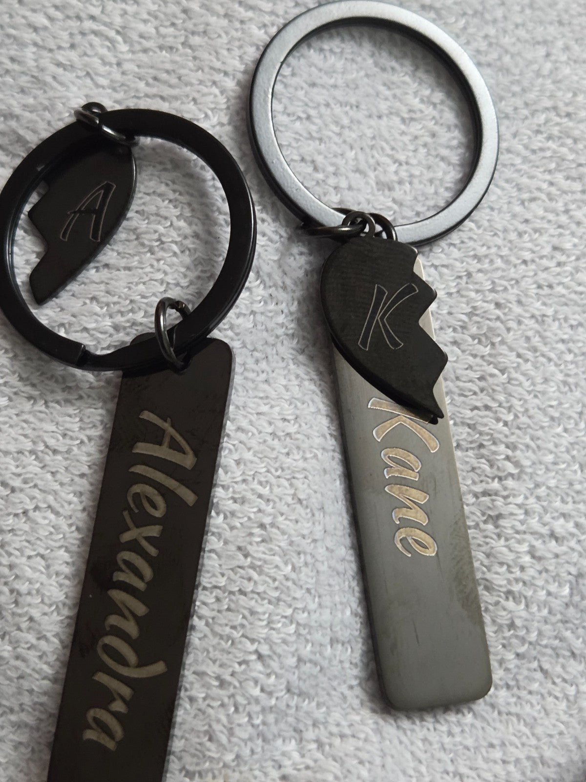 Personalised Couple Double Name & Initial 2 Keyrings , Valentines, Weddings,