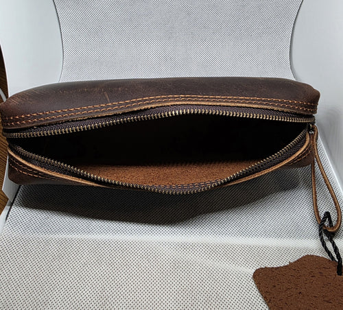 "Personalised Genuine Leather Wash Bag / Darts Accessory Case"