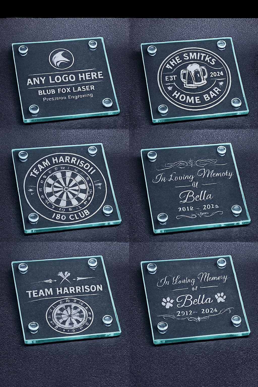 Personalised Engraved Glass Coaster – Any Logo or Name – Custom Gift – 10cm