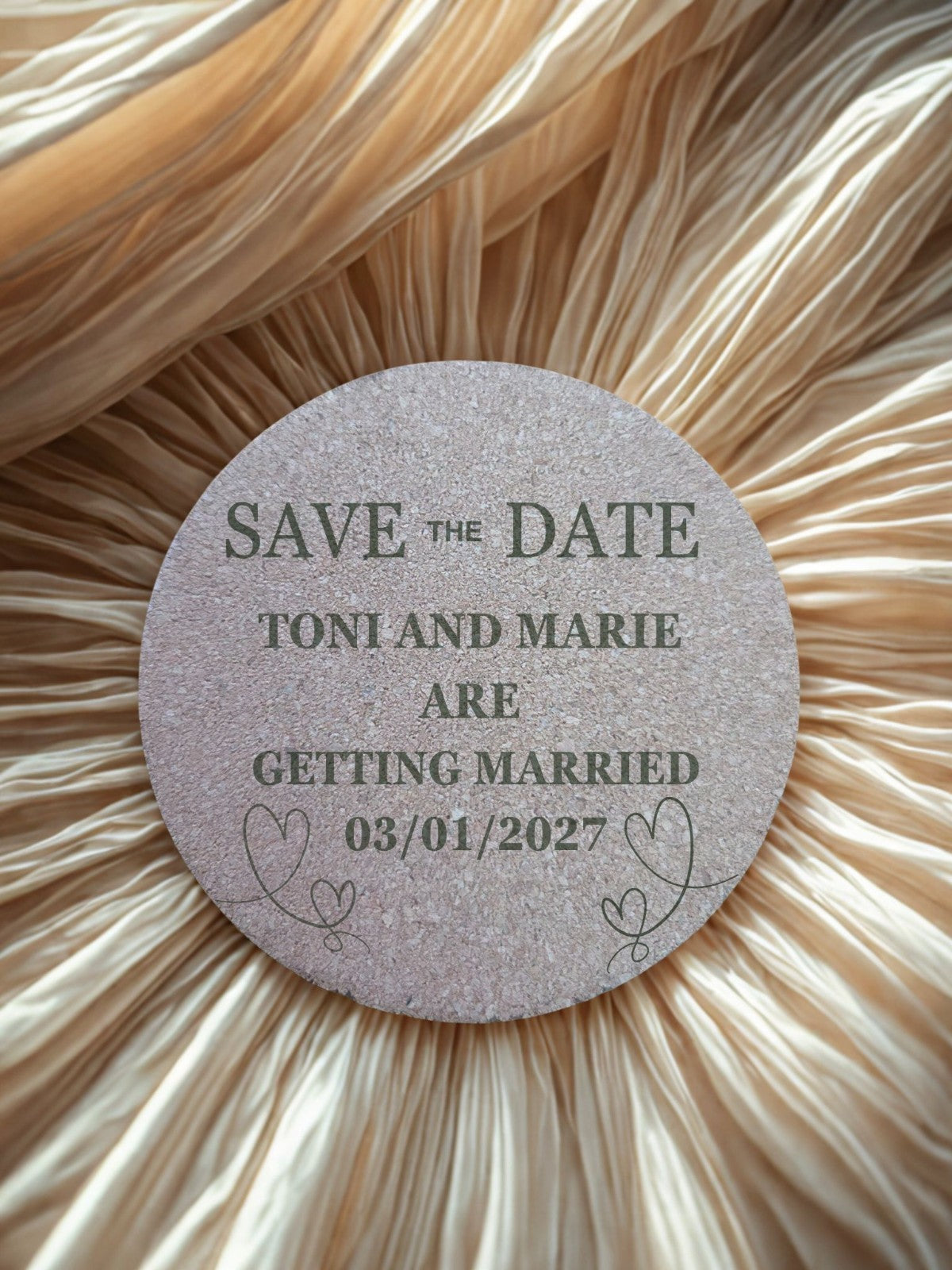 Personalised Save the Date Cork Coasters – Wedding Invite