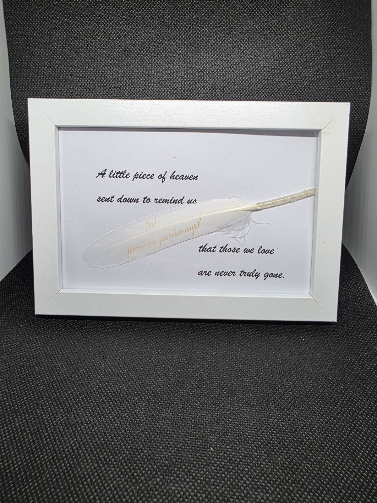 Feather From Heaven Memorial Frame – Real Engraved Feather Remembrance Gift