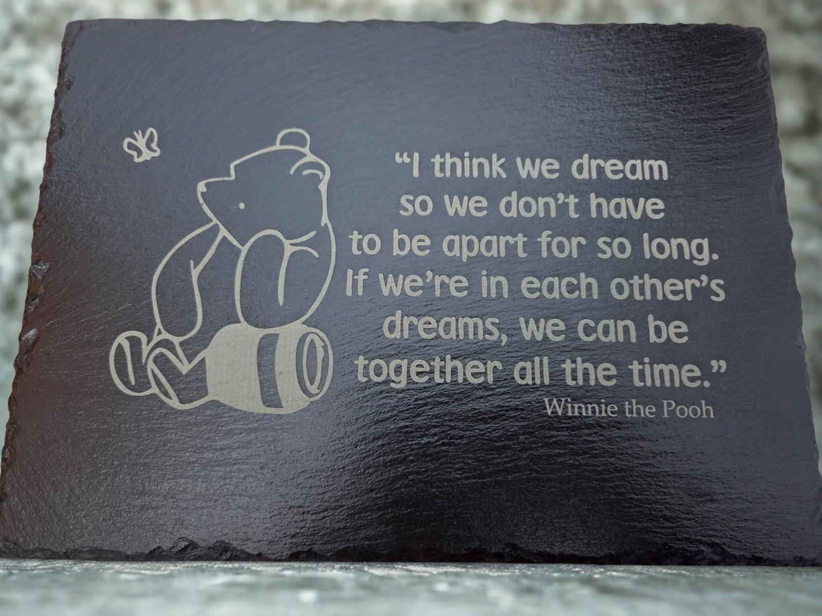 Hand-Lasered Winnie-the-Pooh–Inspired Slate Placemat