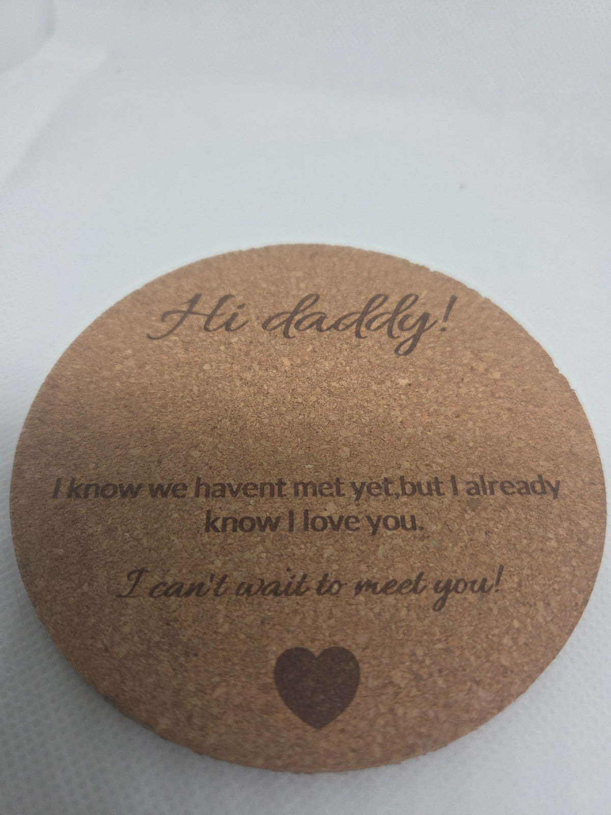 Personalised Cork Coaster Pregnancy Announcement, Daddy, Gran,Aunt,Uncle  etc