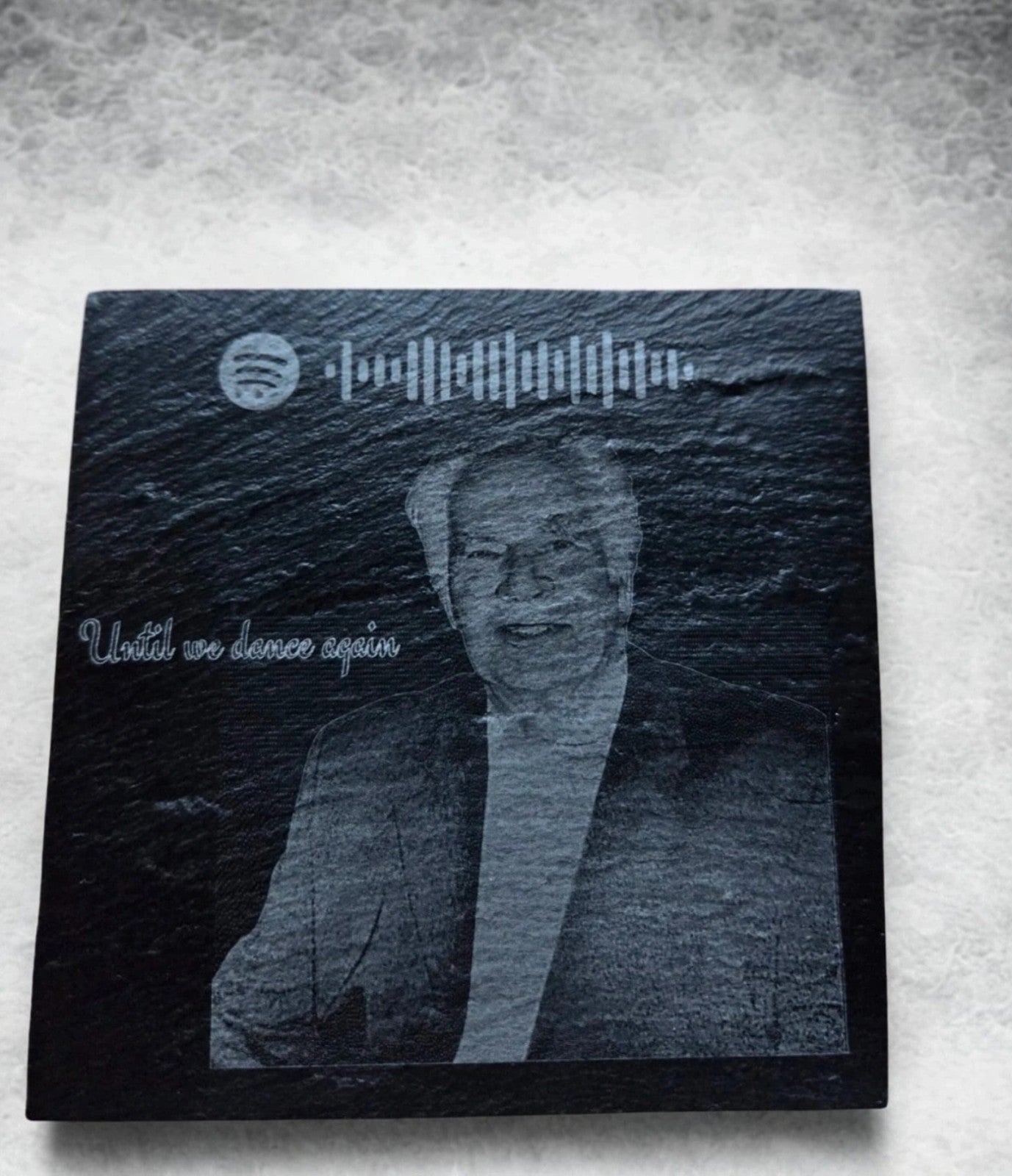 Memorial Slate Song QR and personalised picture,Song, Grave/ memorial