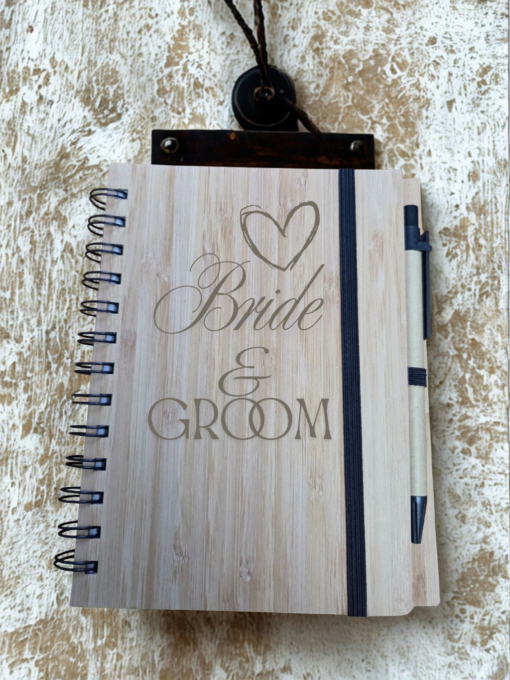 Personalised A5 wooden notepad and pen, Wedding Planning, Anniversary, Birthdays