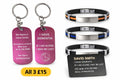 Personalised Emergency ID Set £15 Discreet Engraved Emergency ID Items Gift UK