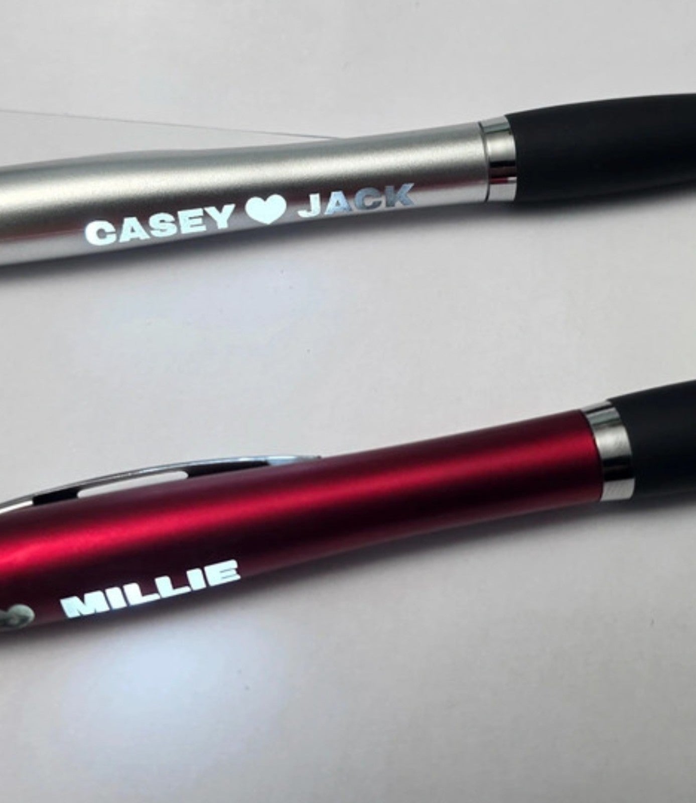 PERSONALISED Coloured LIGHT UP LED BALLPOINT PEN with STYLUS - any name / slogan