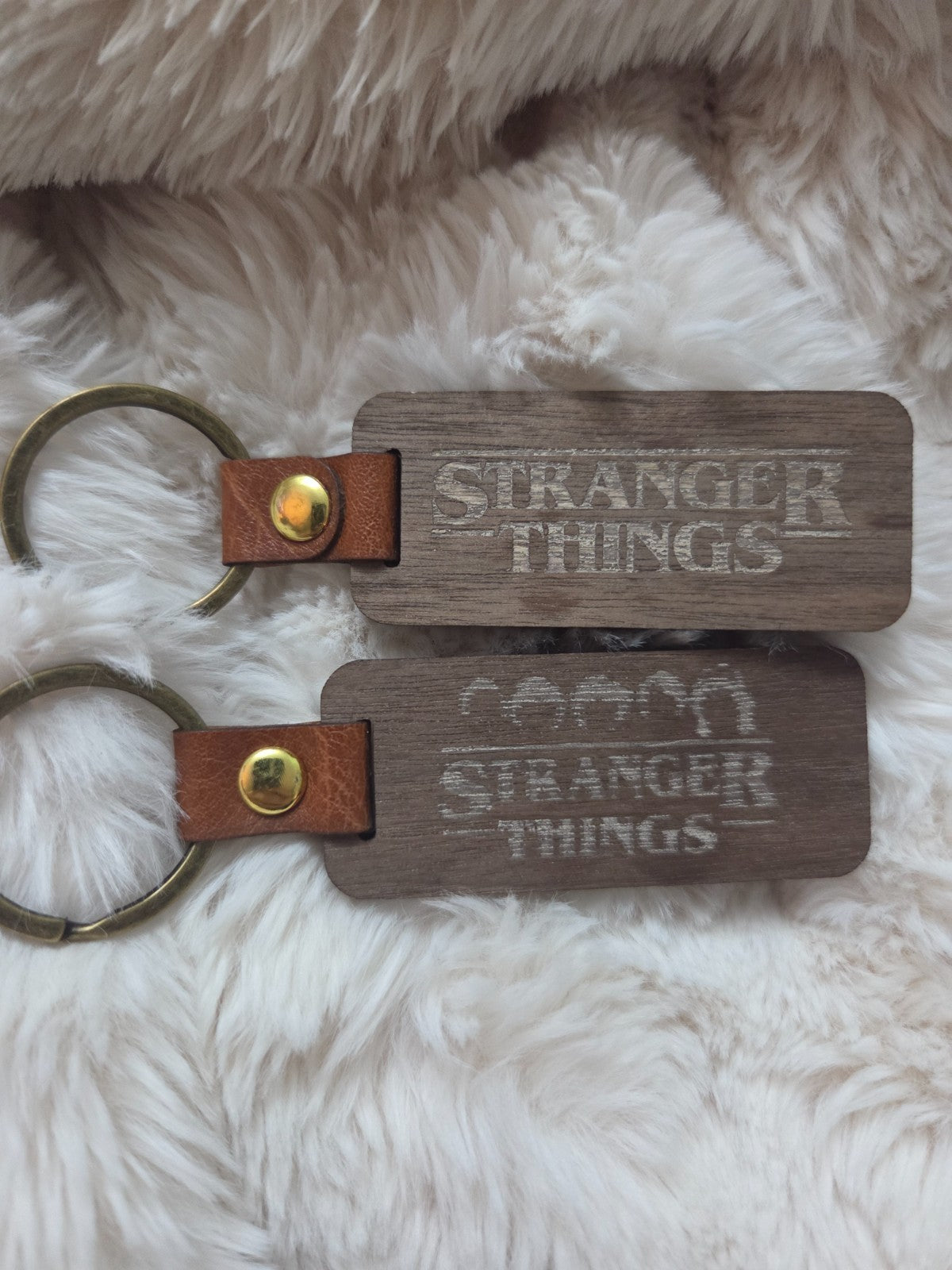 Personalised Stranger Things Wooden Keyring – Laser Engraved