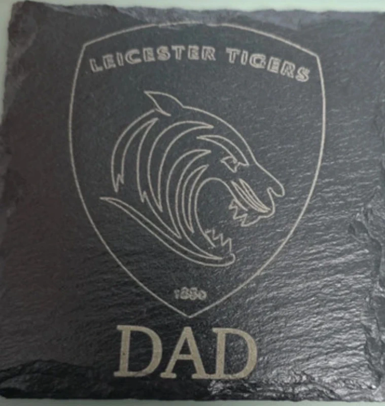 Your Personalised Slate Lasered Coaster, name rugby team, football club