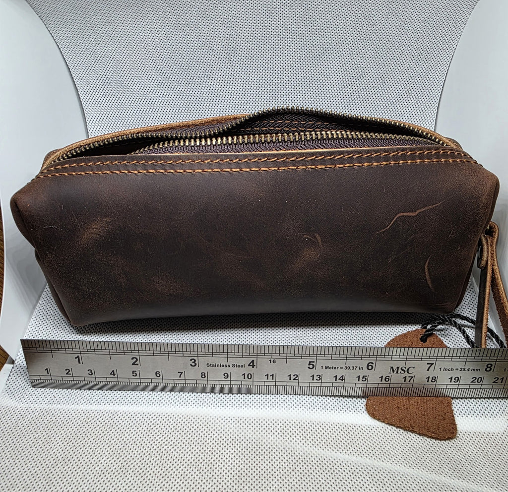 "Personalised Genuine Leather Wash Bag / Darts Accessory Case"
